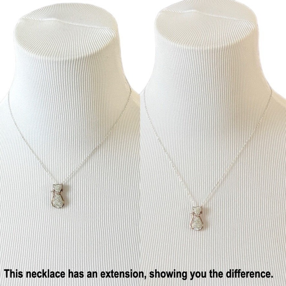 Classy Cat Rose Gold Plated AU Sterling Silver Swarovski Crystals Necklace 18" - Picture 2 of 13